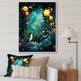 Flower serenity wood Pecker starry night - Bird Wall Decor