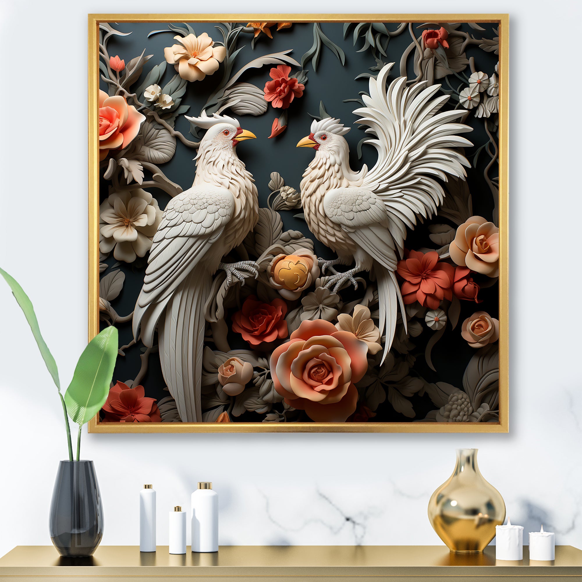 Love white and blue chicken plumage - Chicken Bedroom Wall Art