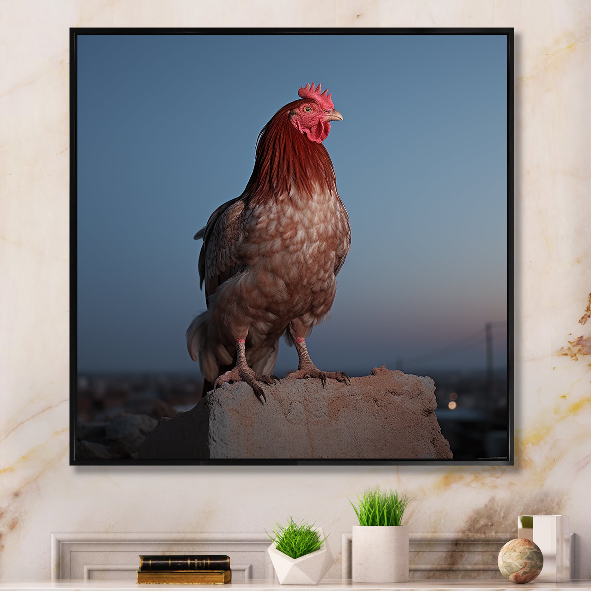 Cock a Doodle Dusk Rooster - Chicken Wall Art Prints