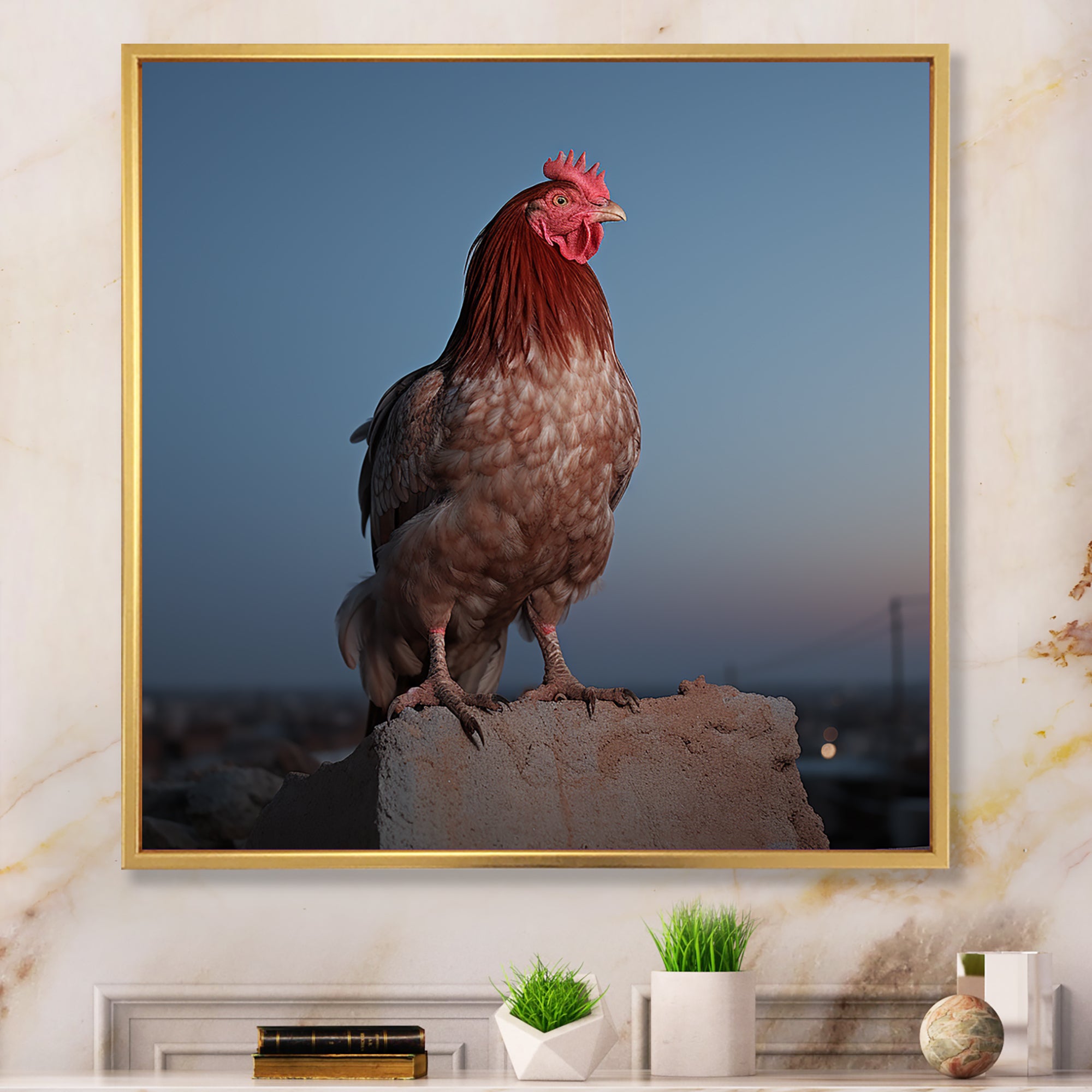Cock a Doodle Dusk Rooster - Chicken Wall Art Prints