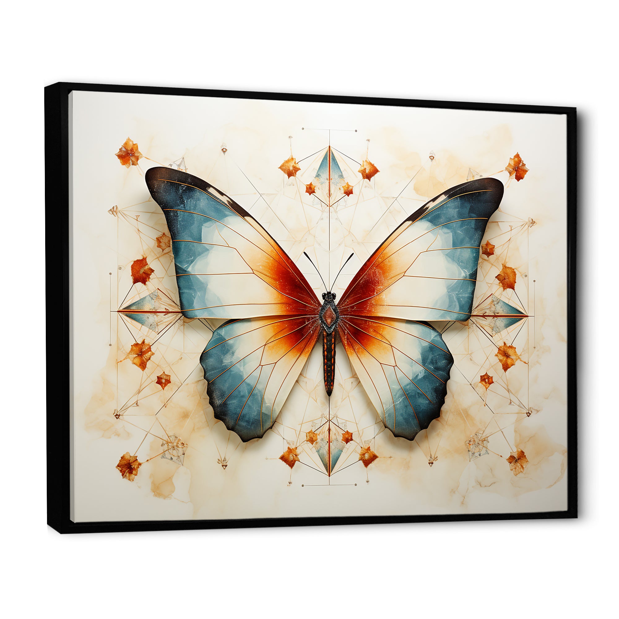 Orange and blue Butterfly pattern - Butterfly Bedroom Wall Art