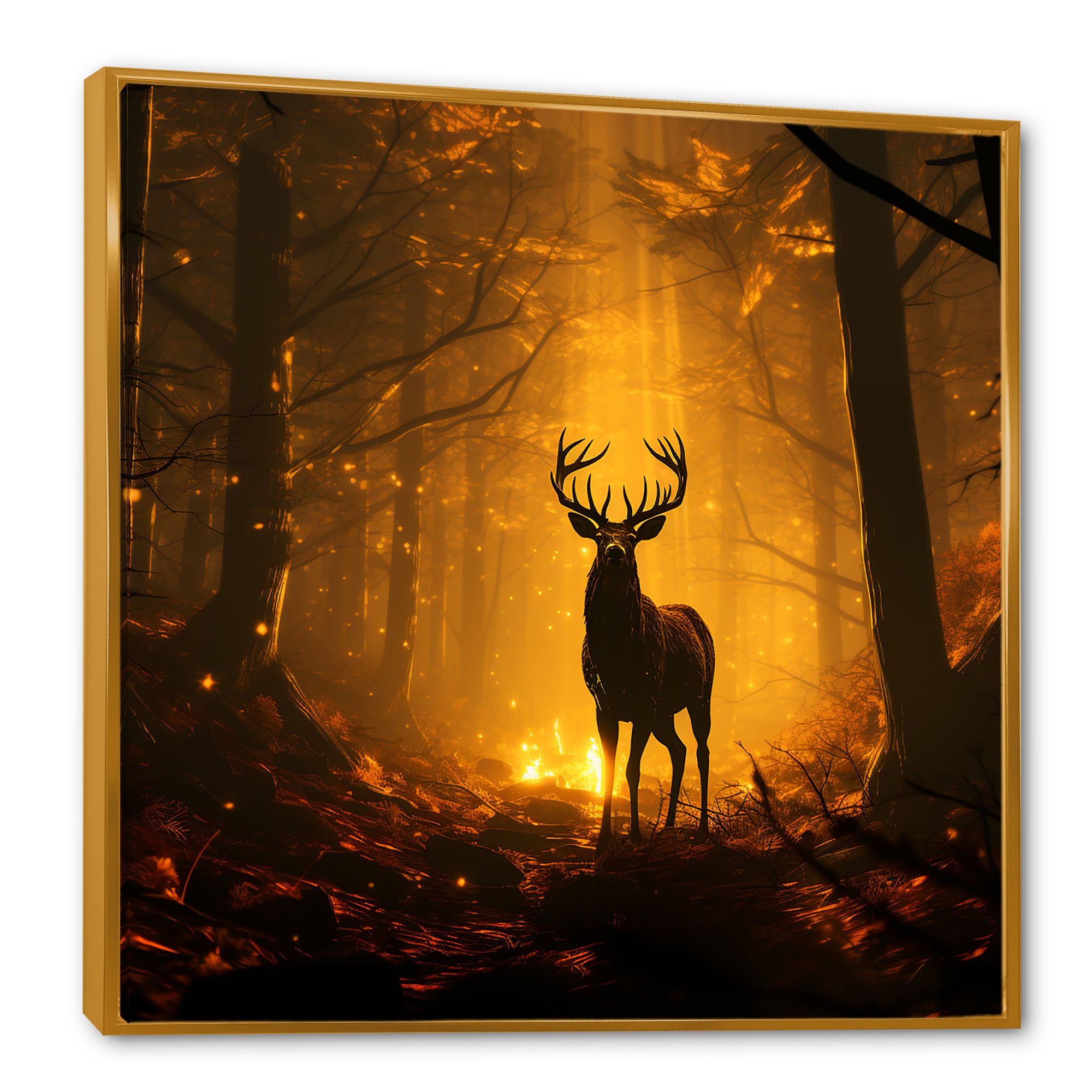 Brown Majestic Forest Deer - Deer Living Room Wall Art