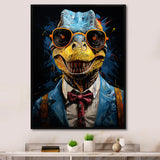 Classical Dino Grace in suit - Dinosaur Large Canvas Wall Art