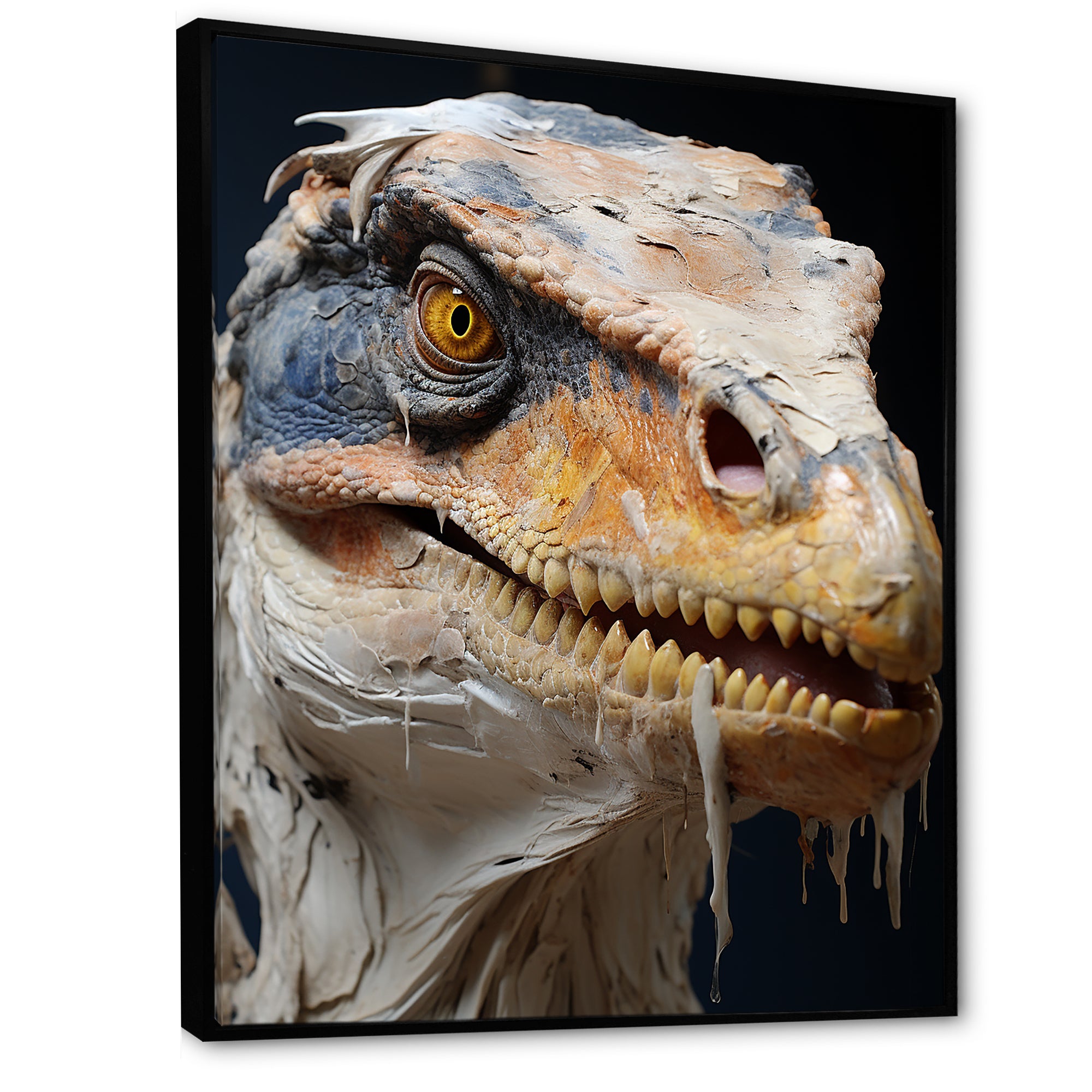 Grey Velociraptor in jungle - Dinosaur Canvas Wall Art