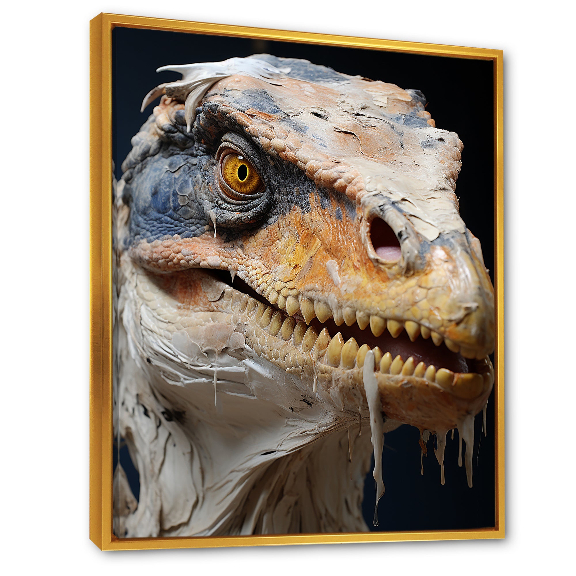 Grey Velociraptor in jungle - Dinosaur Canvas Wall Art