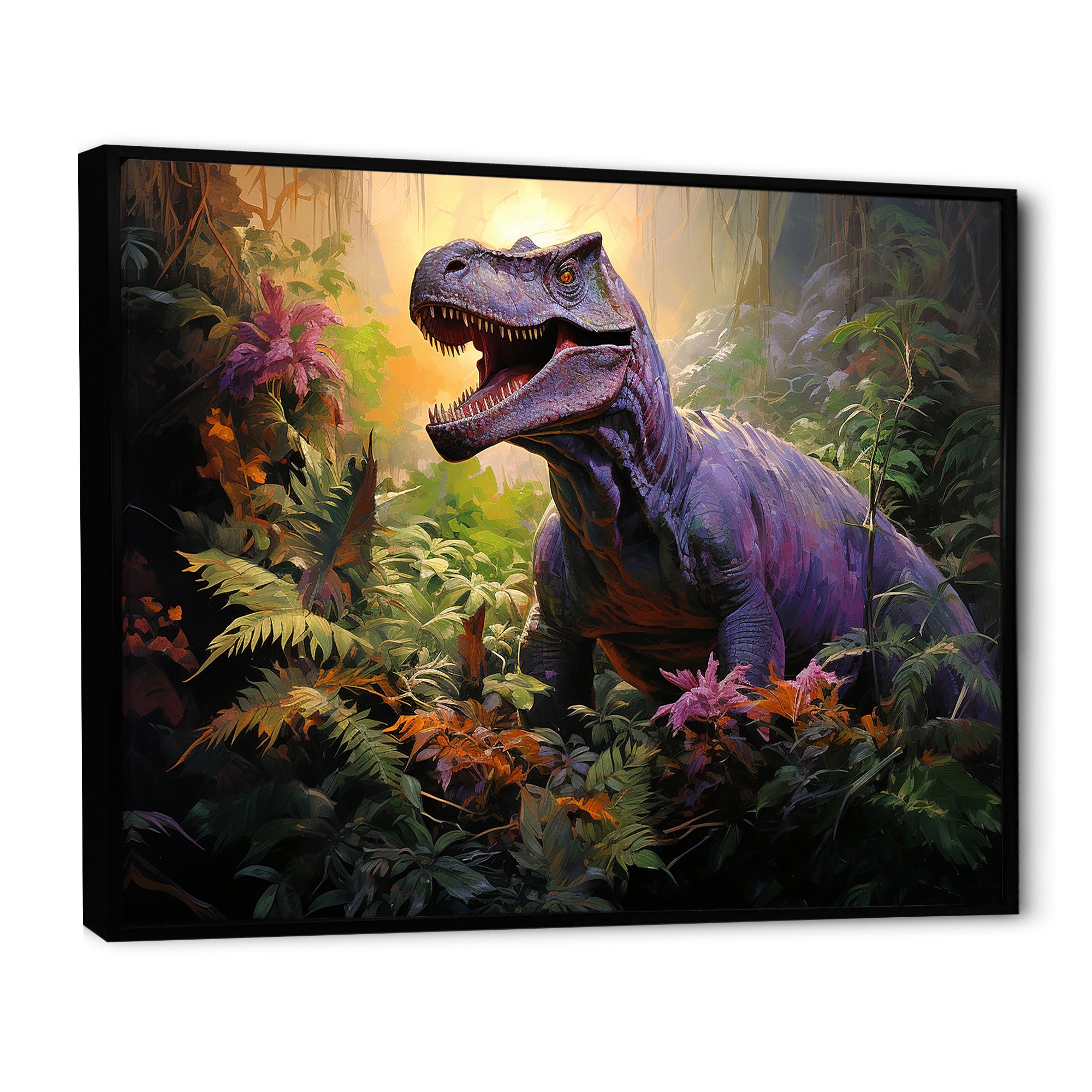 Prehistoric dinosaur in the jungle - Dinosaur Living Room Wall Art