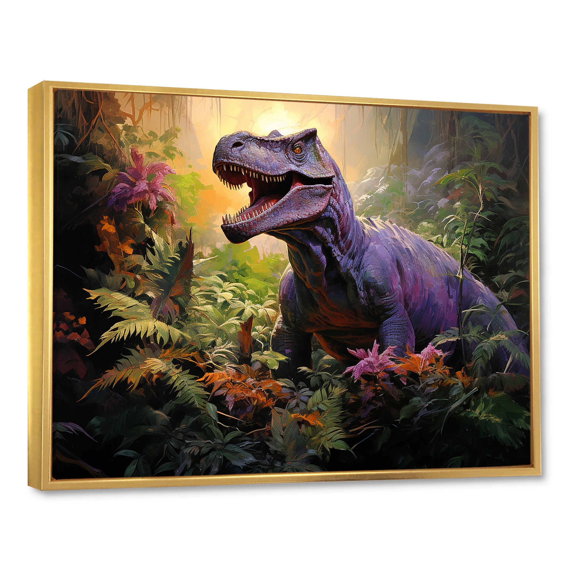 Prehistoric dinosaur in the jungle - Dinosaur Living Room Wall Art
