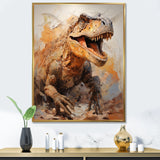 Brown and grey Raptor dino - Brown Dinosaur Wall Art