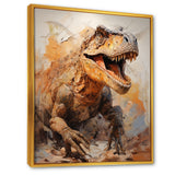 Brown and grey Raptor dino - Brown Dinosaur Wall Art
