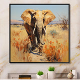 Grey Elephant in African horizon - Elephant Framed Canvas Art