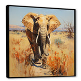 Grey Elephant in African horizon - Elephant Framed Canvas Art