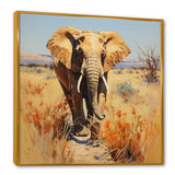 Grey Elephant in African horizon - Elephant Framed Canvas Art