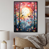 Pink Enchanted floral Botanicals with Eastern bluebird - Bird Floral Living Room Wall Art