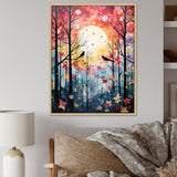 Pink Enchanted floral Botanicals with Eastern bluebird - Bird Floral Living Room Wall Art