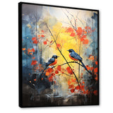Blue and yellow forest with Eastern bluebird - Bird Floral Bedroom Wall Art