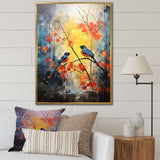 Blue and yellow forest with Eastern bluebird - Bird Floral Bedroom Wall Art