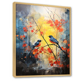 Blue and yellow forest with Eastern bluebird - Bird Floral Bedroom Wall Art