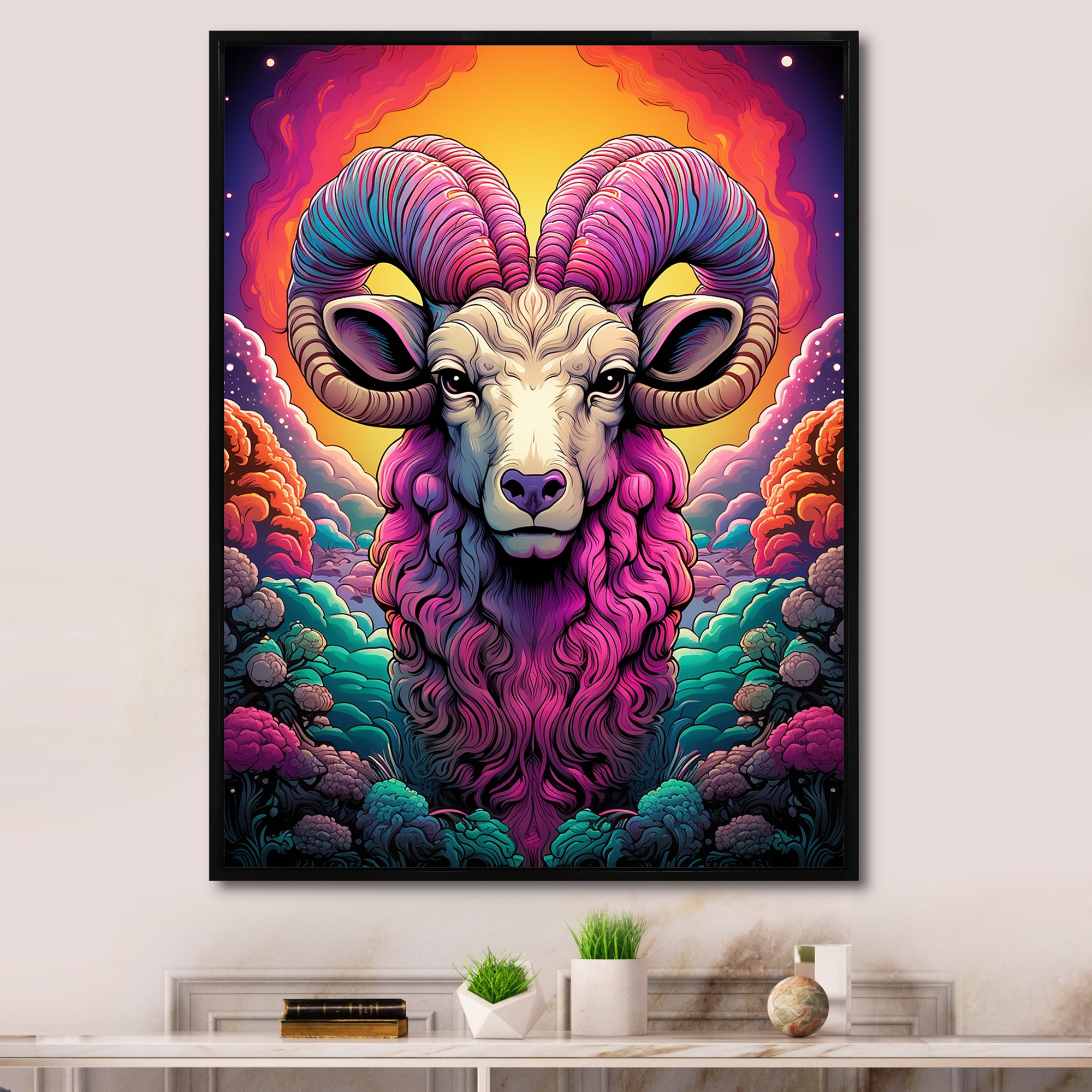Stunning purple goat portrait - Purple Goat Wall Art