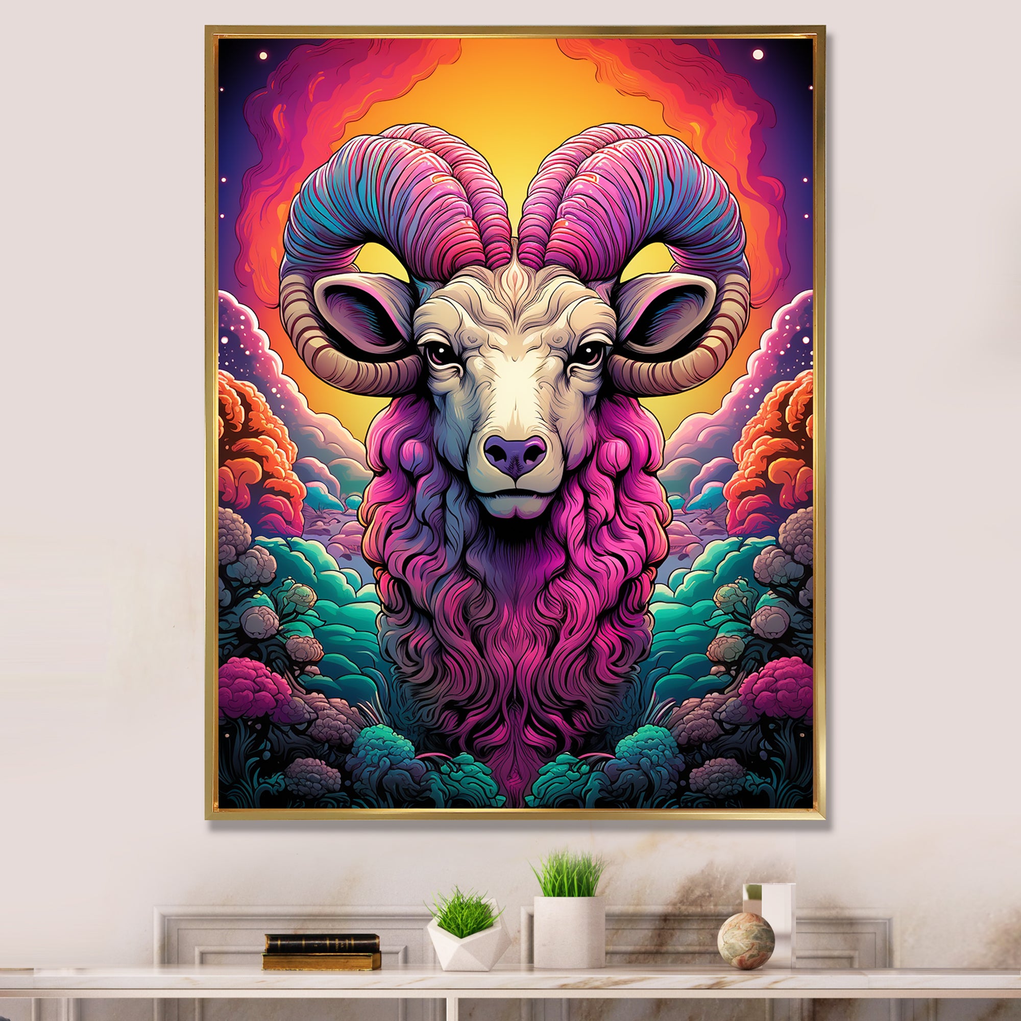 Stunning purple goat portrait - Purple Goat Wall Art