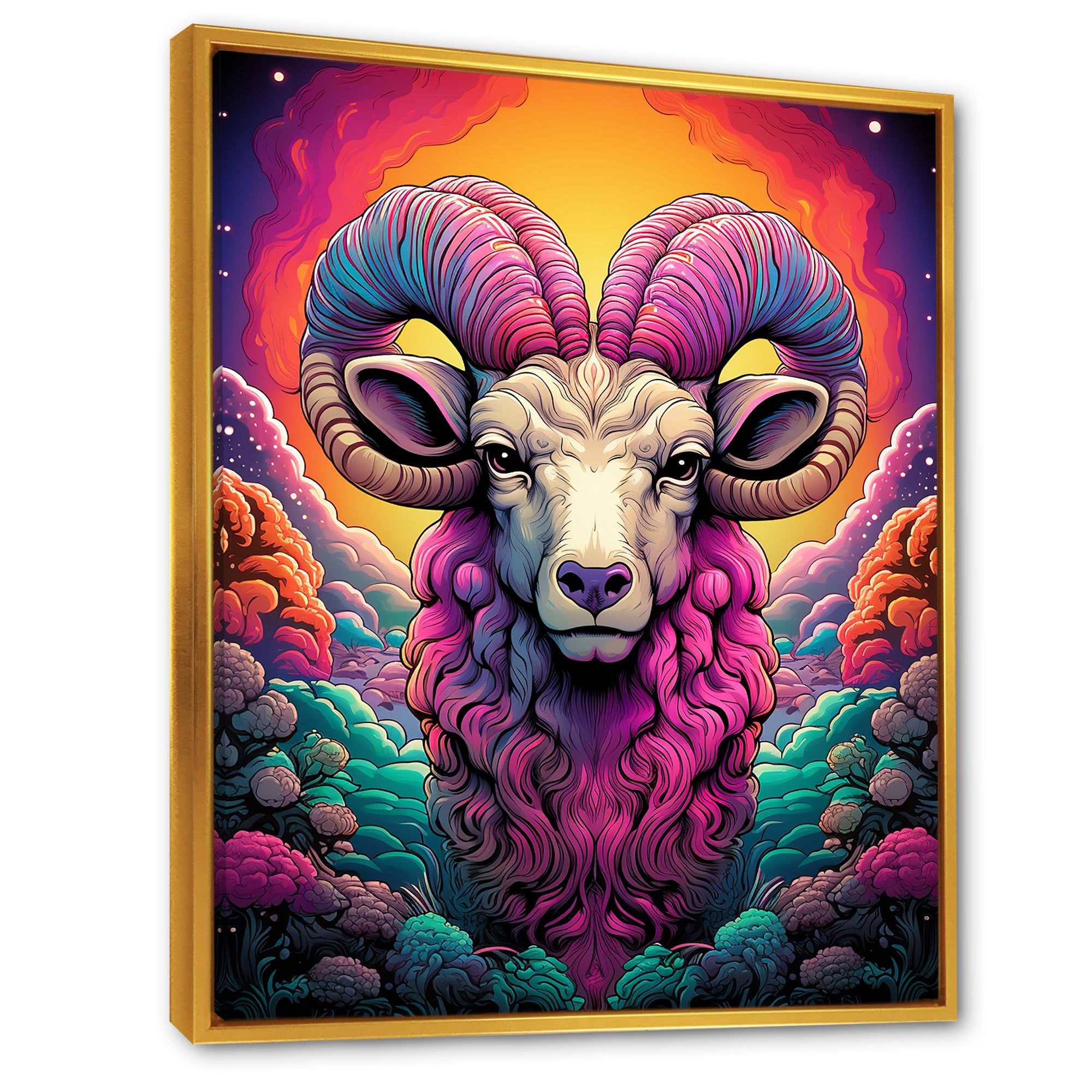 Stunning purple goat portrait - Purple Goat Wall Art