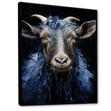 Blue celestial goat portrait - Goat Home Decor Art