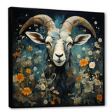 Blue and yellow goat blooms - Goat Living Room Wall Art