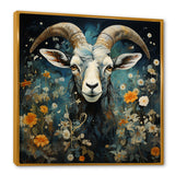 Blue and yellow goat blooms - Goat Living Room Wall Art