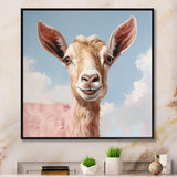 Dreamy cloud Pink goat portrait - Goat Wall Art Prints