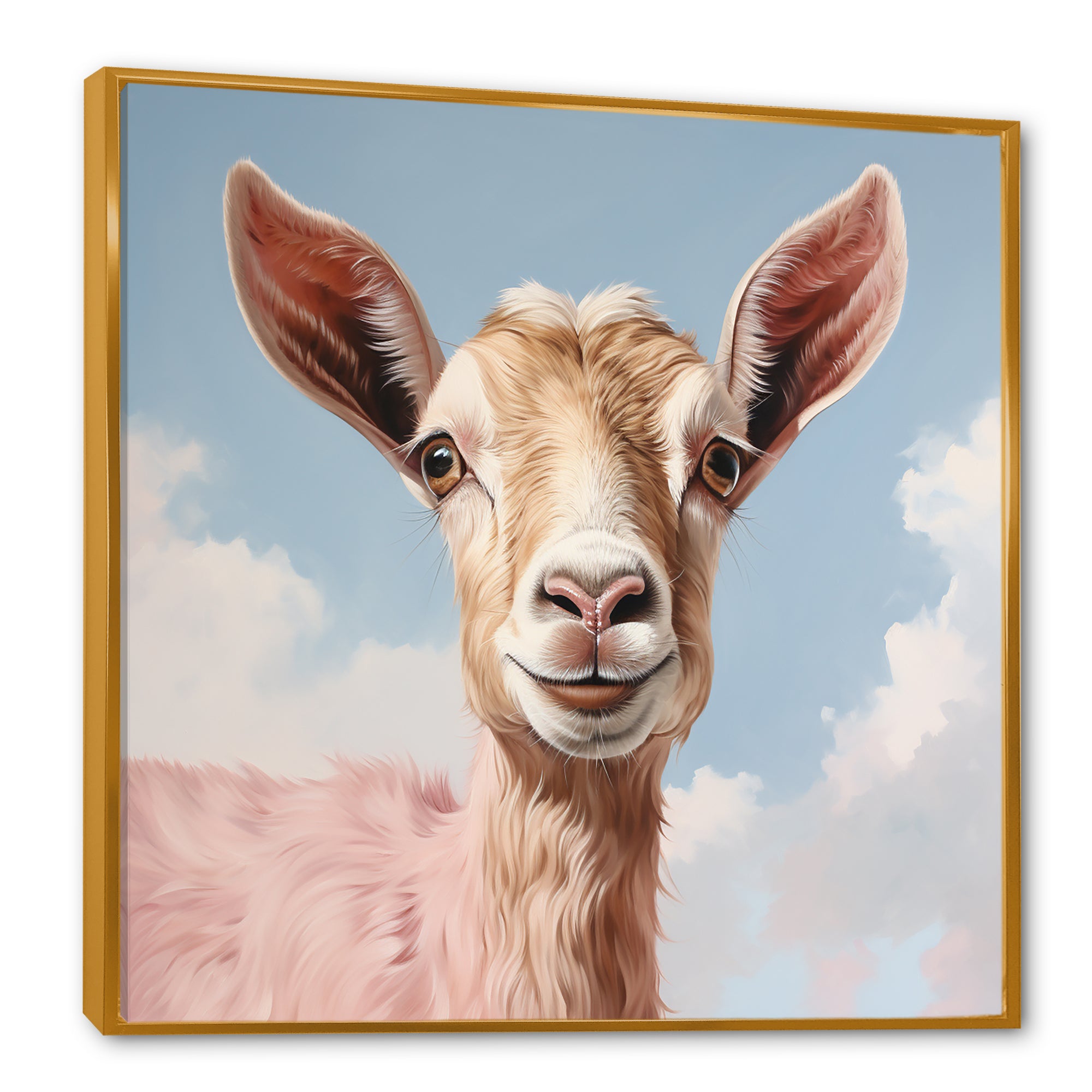 Dreamy cloud Pink goat portrait - Goat Wall Art Prints