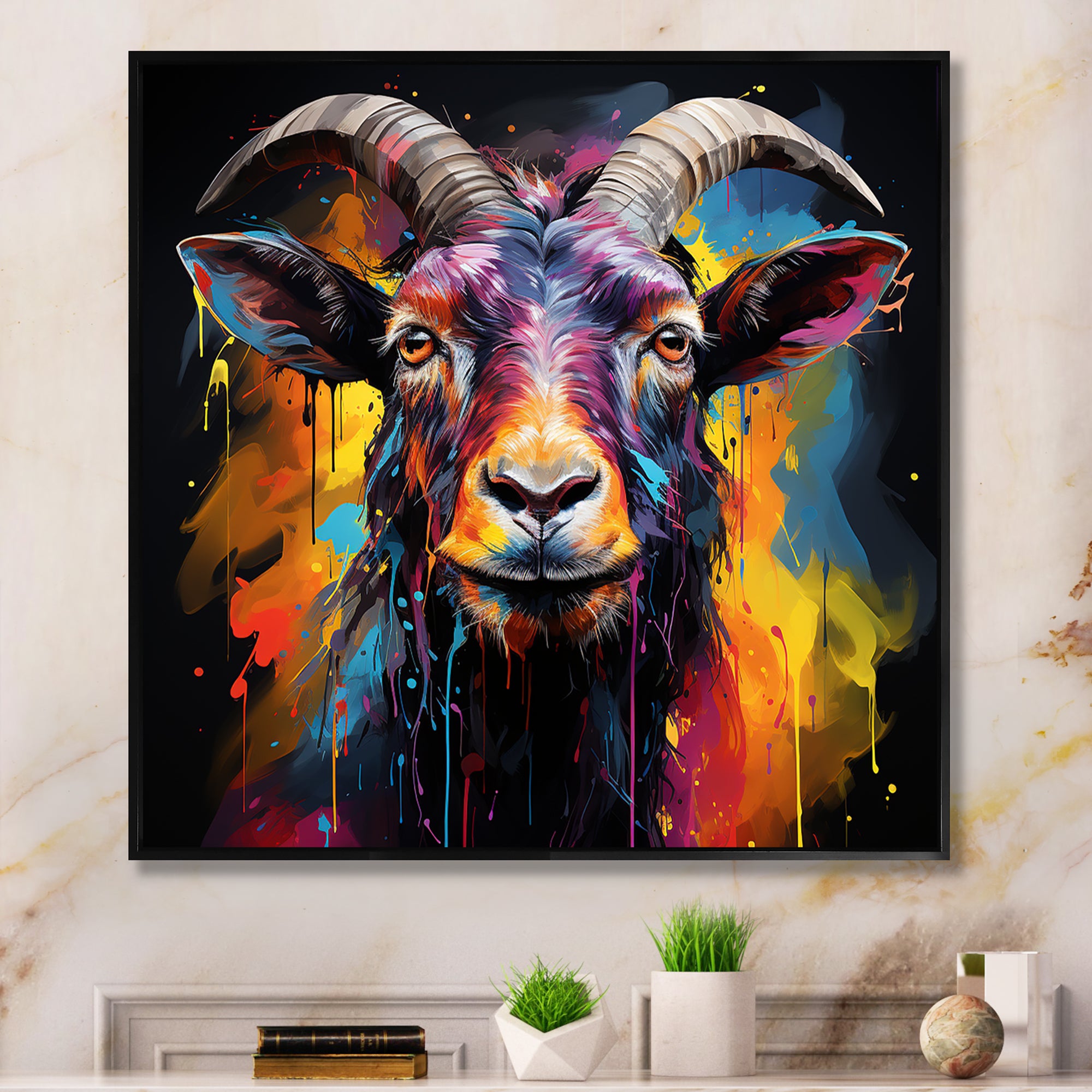 Popart Goat gazing portrait - Goat Wall Decor
