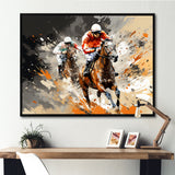 Brown Horse Racing Frenzy - Horse Racing Canvas Wall Art