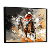 Brown Horse Racing Frenzy - Horse Racing Canvas Wall Art