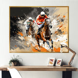 Brown Horse Racing Frenzy - Horse Racing Canvas Wall Art