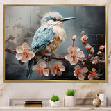 Blue floral dancing Hummingbird - Hummingbird Wall Art Prints