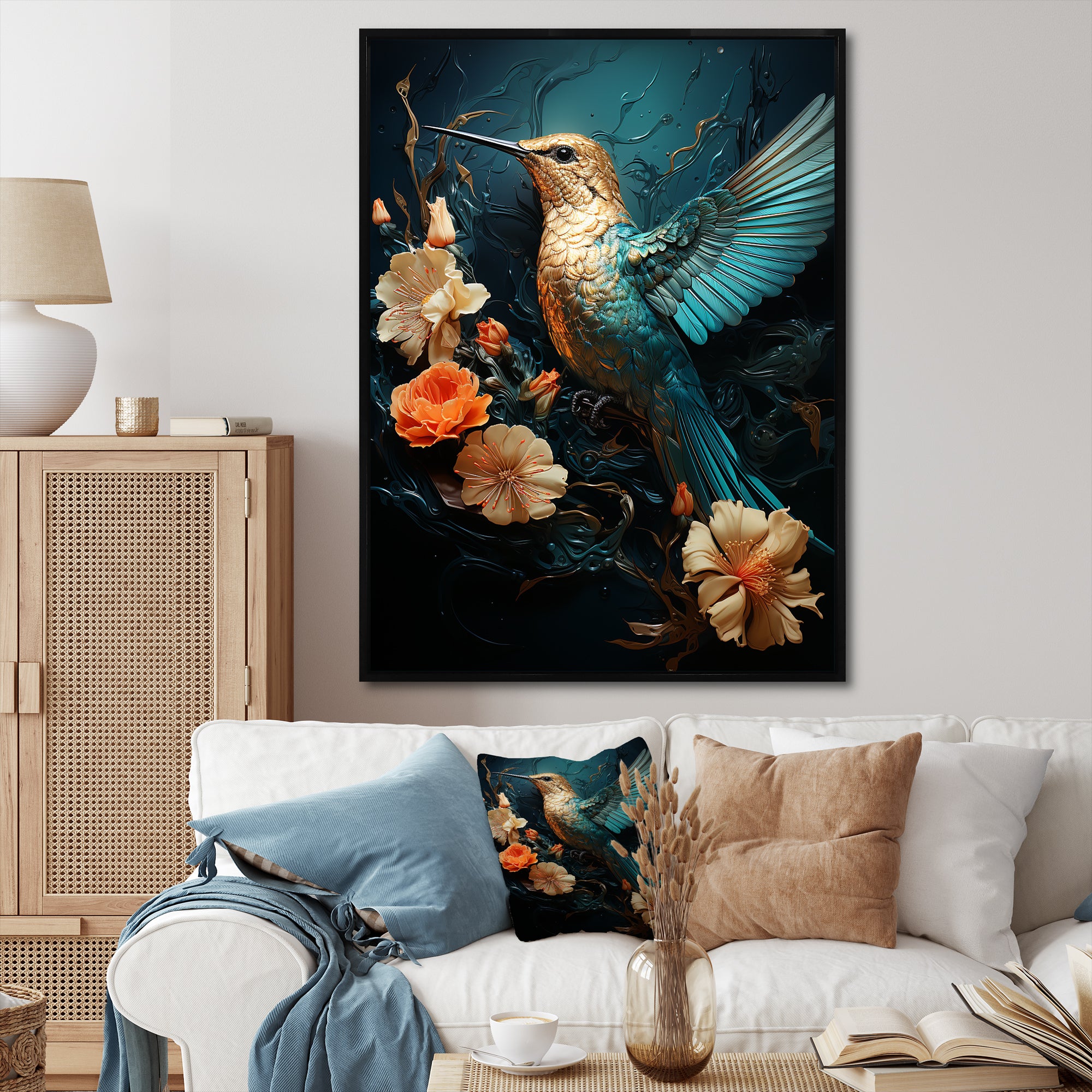 Blue Essence of Emerald Hummingbird - Hummingbird Wall Art Prints