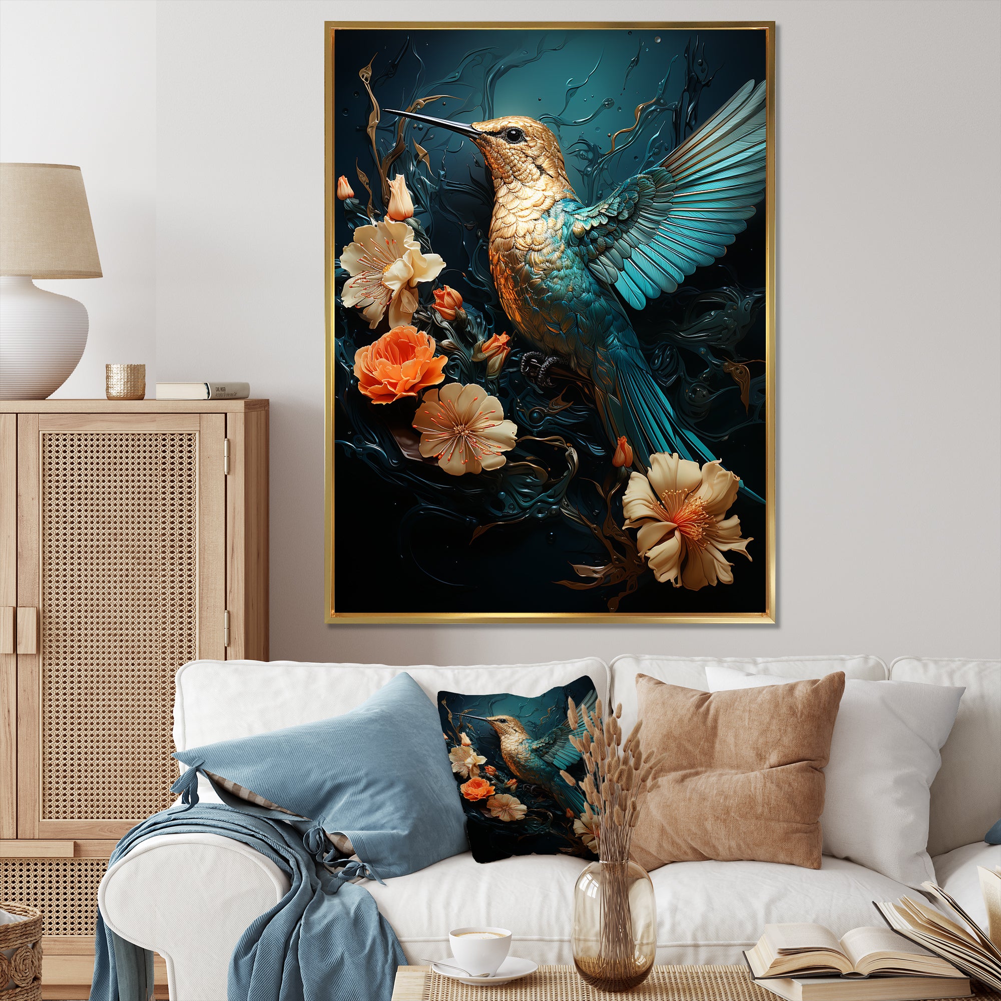 Blue Essence of Emerald Hummingbird - Hummingbird Wall Art Prints