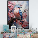 Blue bird among florals - Bird Home Decor Art