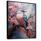 Blue bird among florals - Bird Home Decor Art