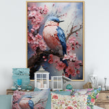 Blue bird among florals - Bird Home Decor Art