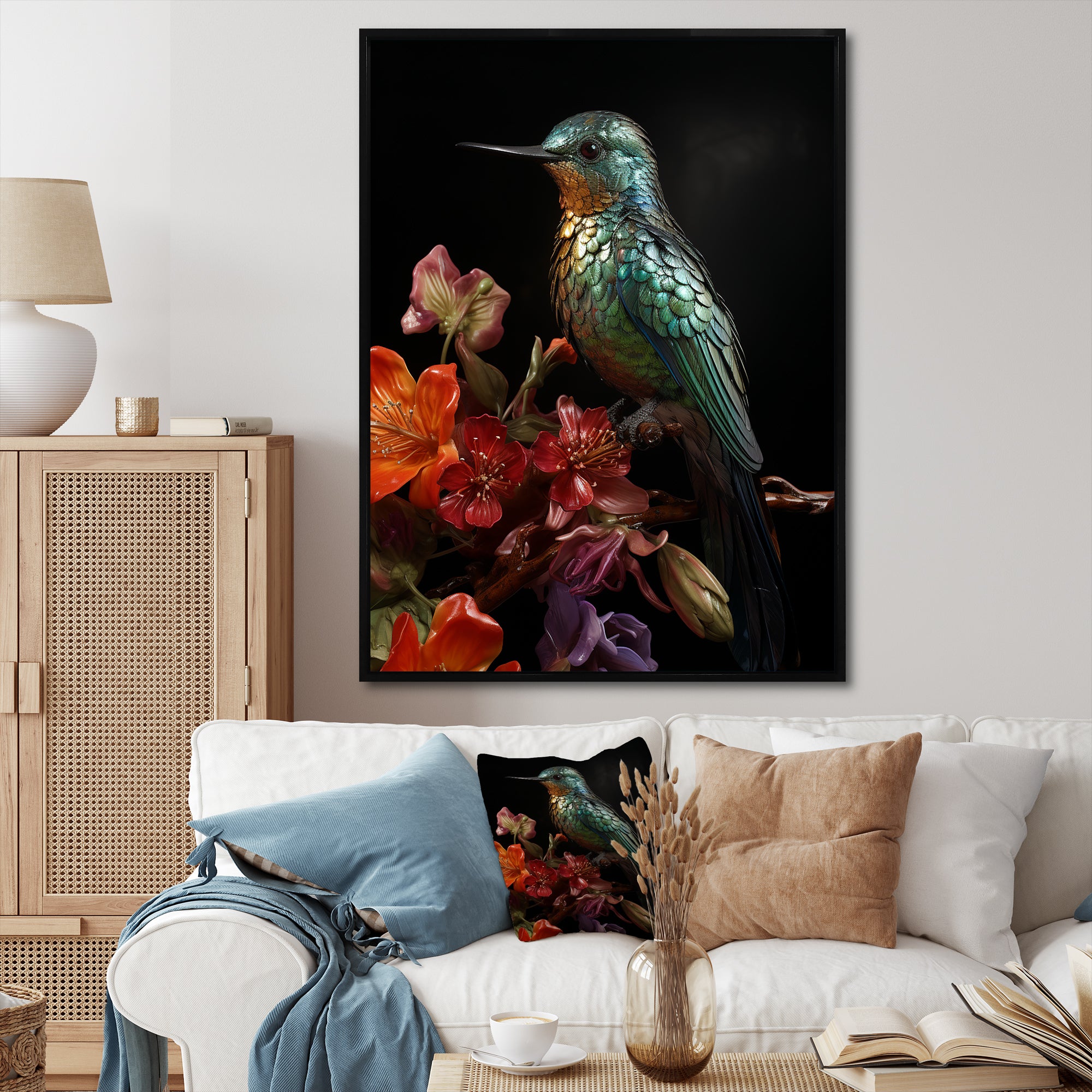 Neotropical blue Hummingbird - Green Hummingbird Wall Art