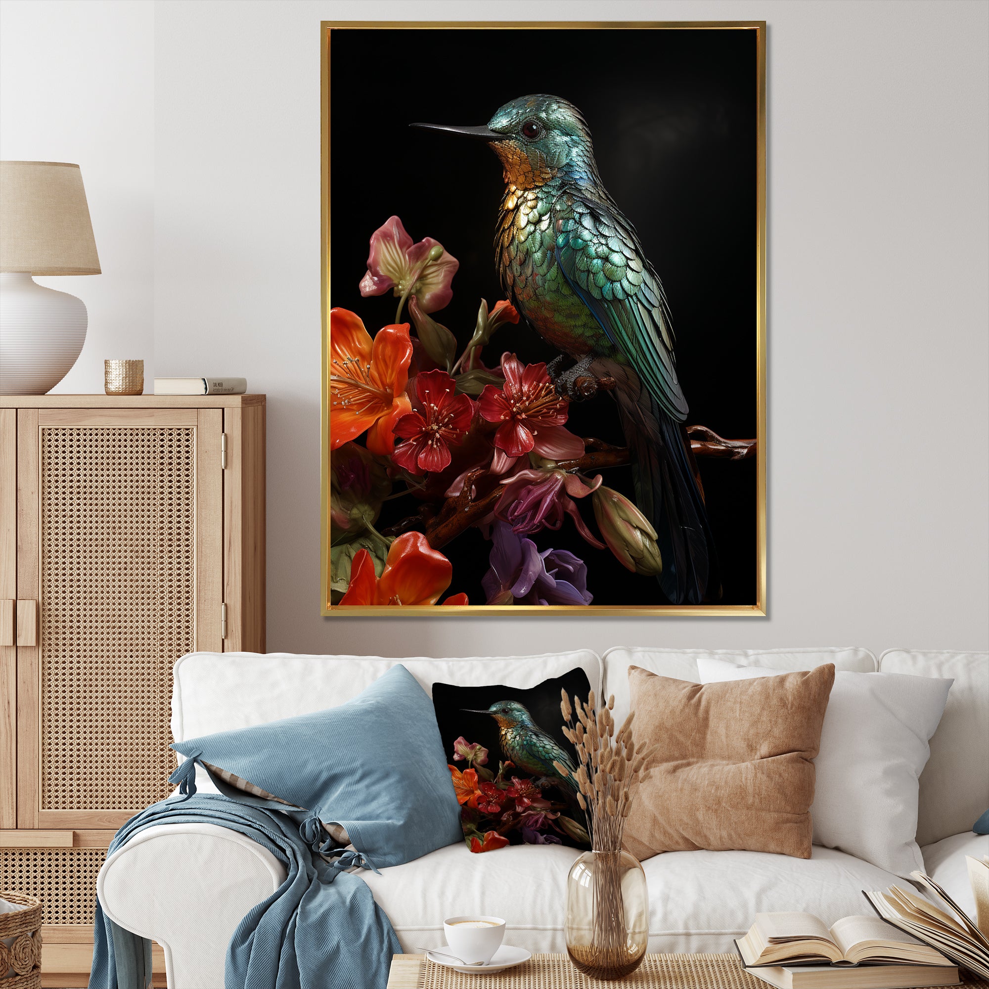 Neotropical blue Hummingbird - Green Hummingbird Wall Art