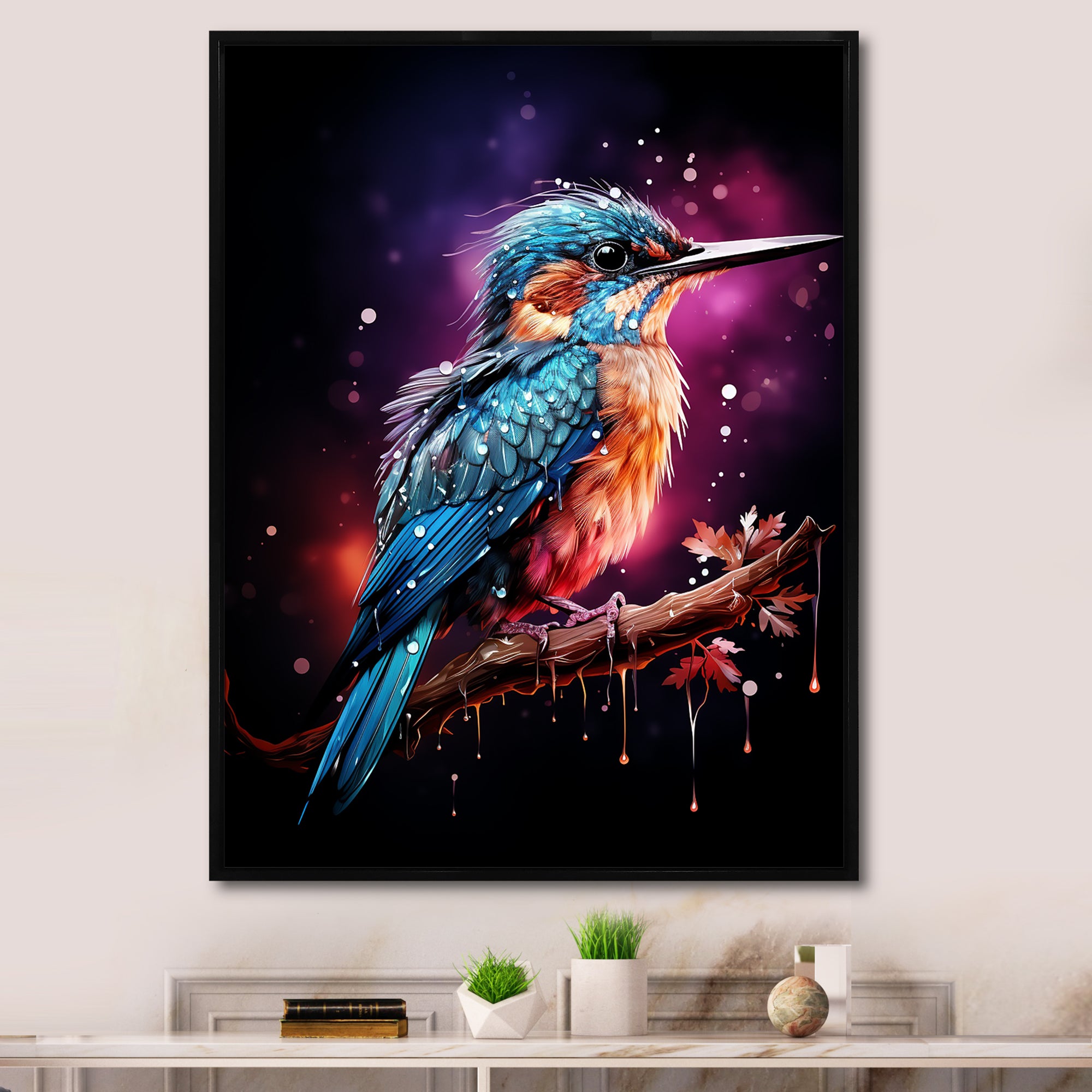 Blue Hummingbird twilight - Hummingbird Wall Decor