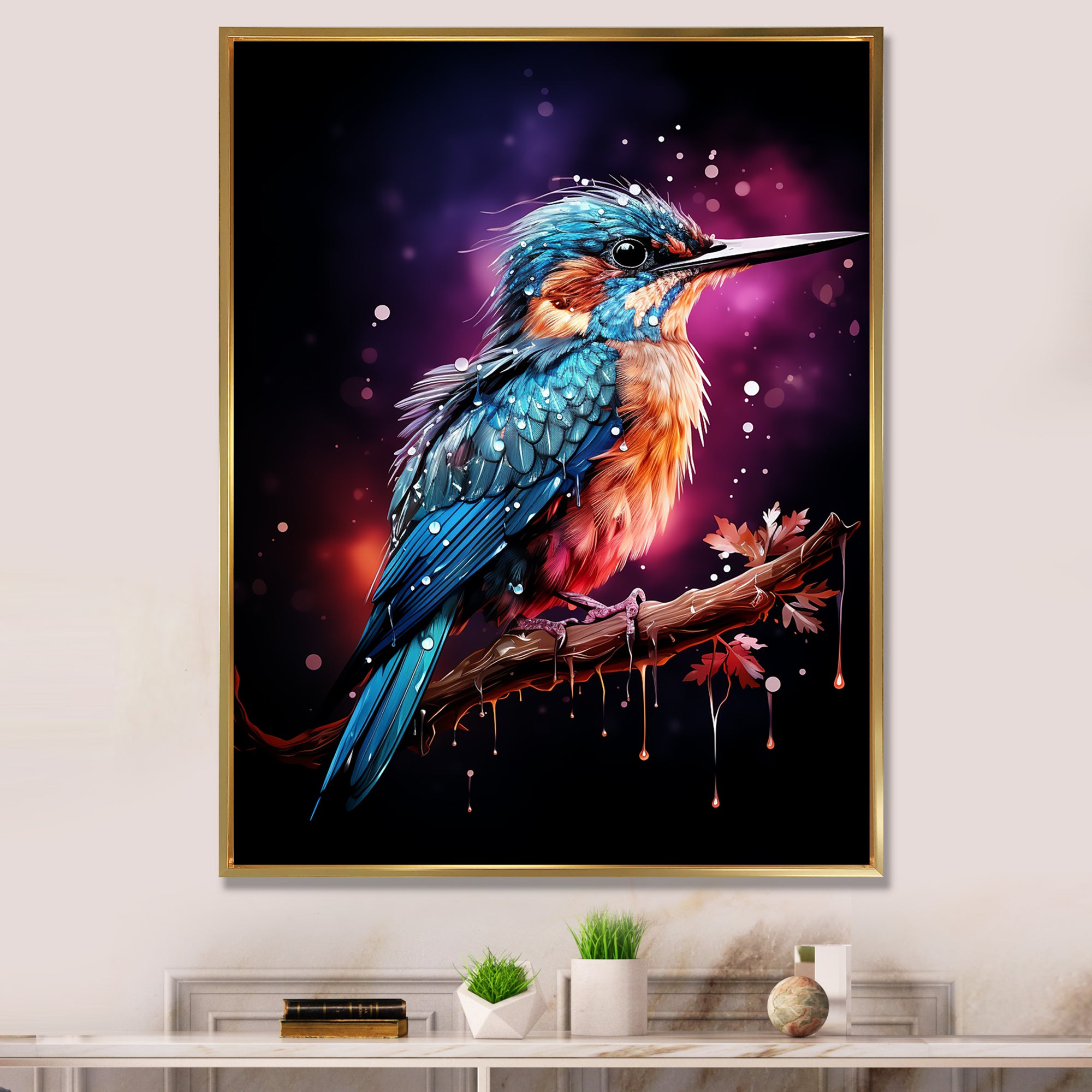 Blue Hummingbird twilight - Hummingbird Wall Decor