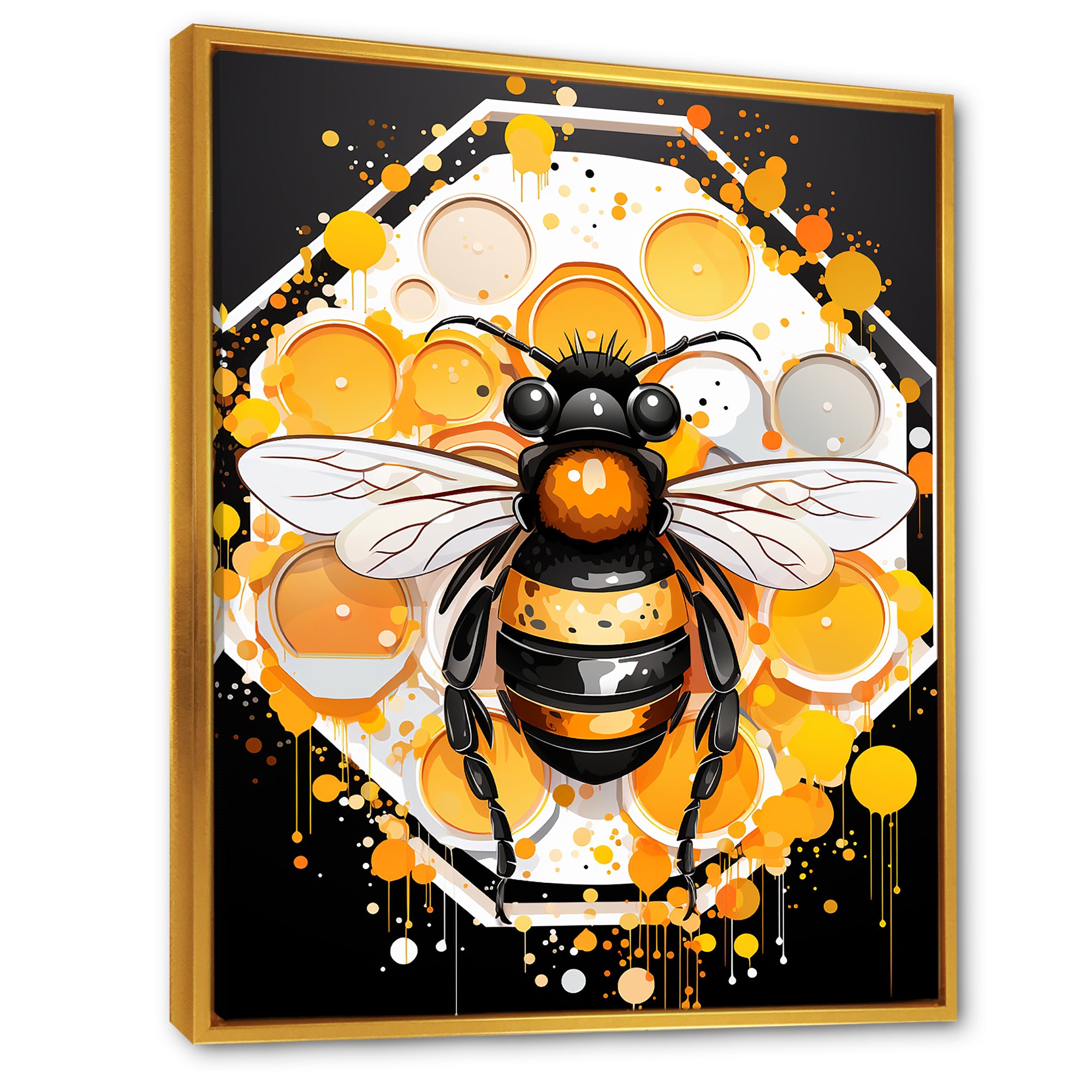 Yellow and black Honey bee - Insects & Bugs Canvas Wall Art