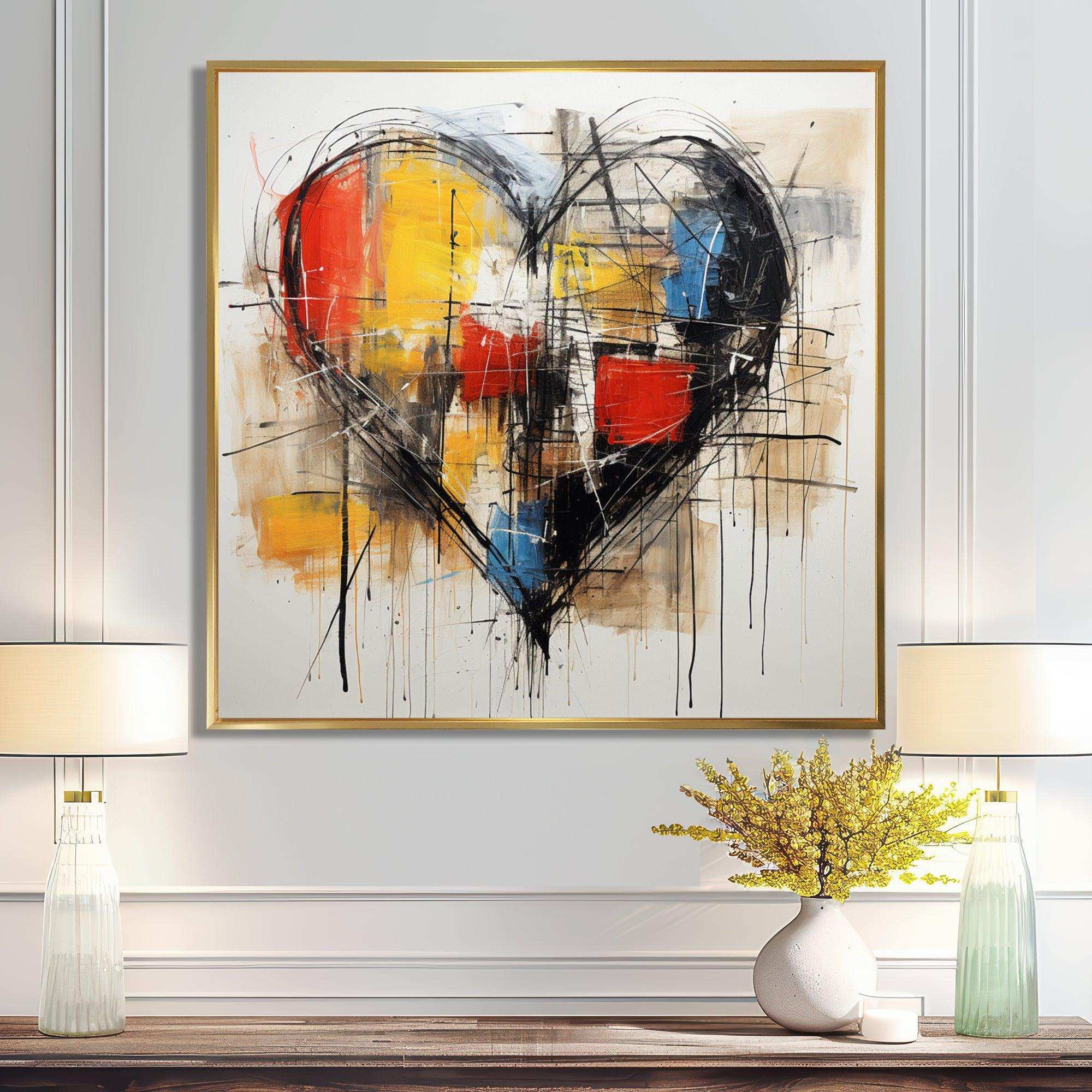 Pop Art heart abstract collages - Abstract Canvas Wall Art