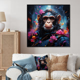 Floral Monkey warrior - Monkey Canvas Wall Art