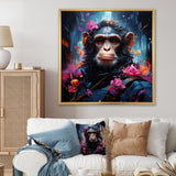 Floral Monkey warrior - Monkey Canvas Wall Art