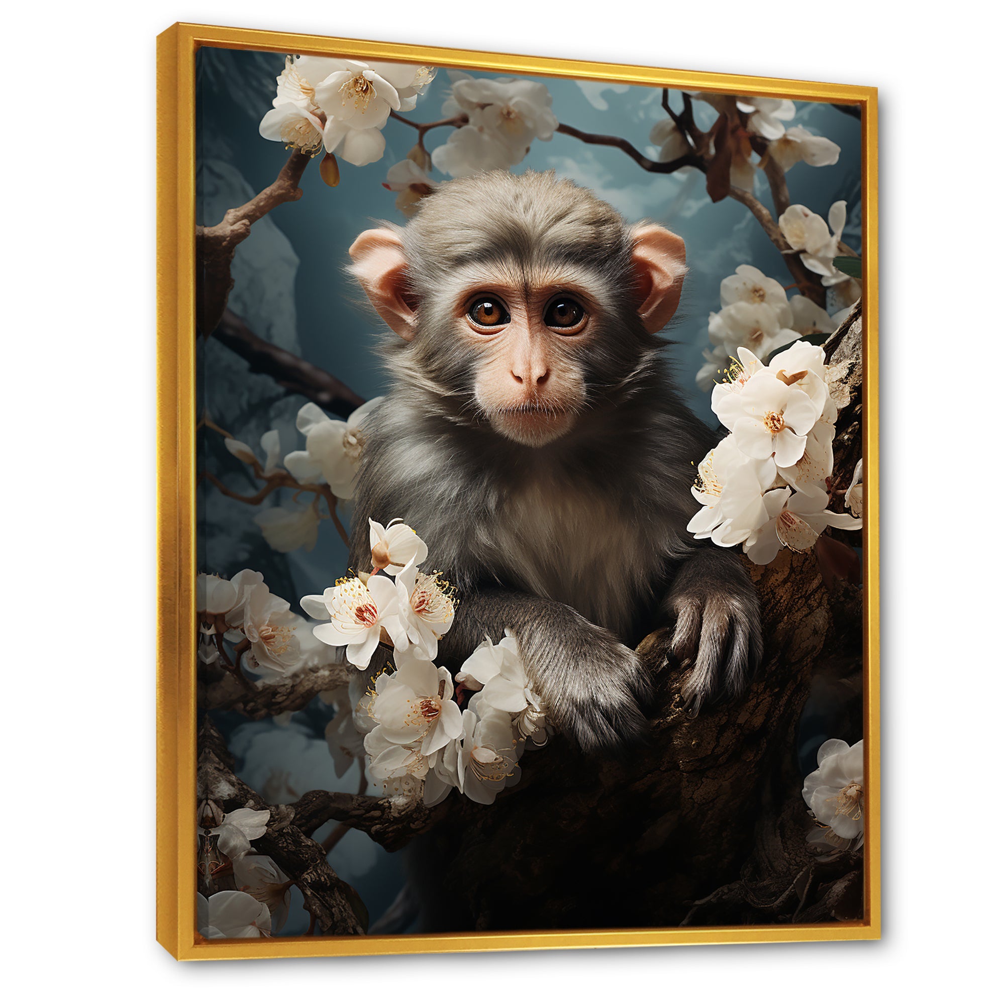 Grey Springtime floral Monkey Palette - Monkey Wall Decor