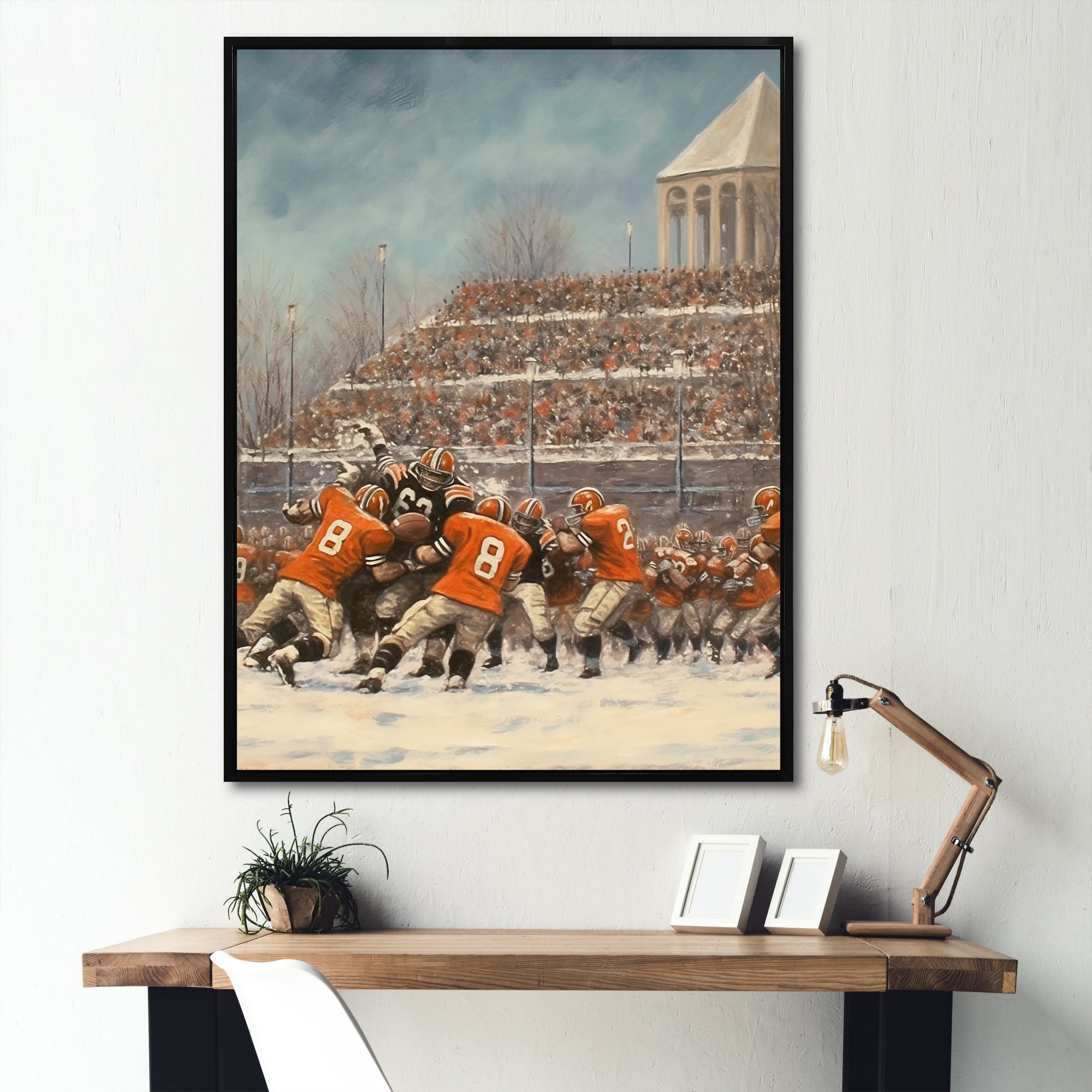 Orange 1970S Football Clash I - Football Canvas Wall Art