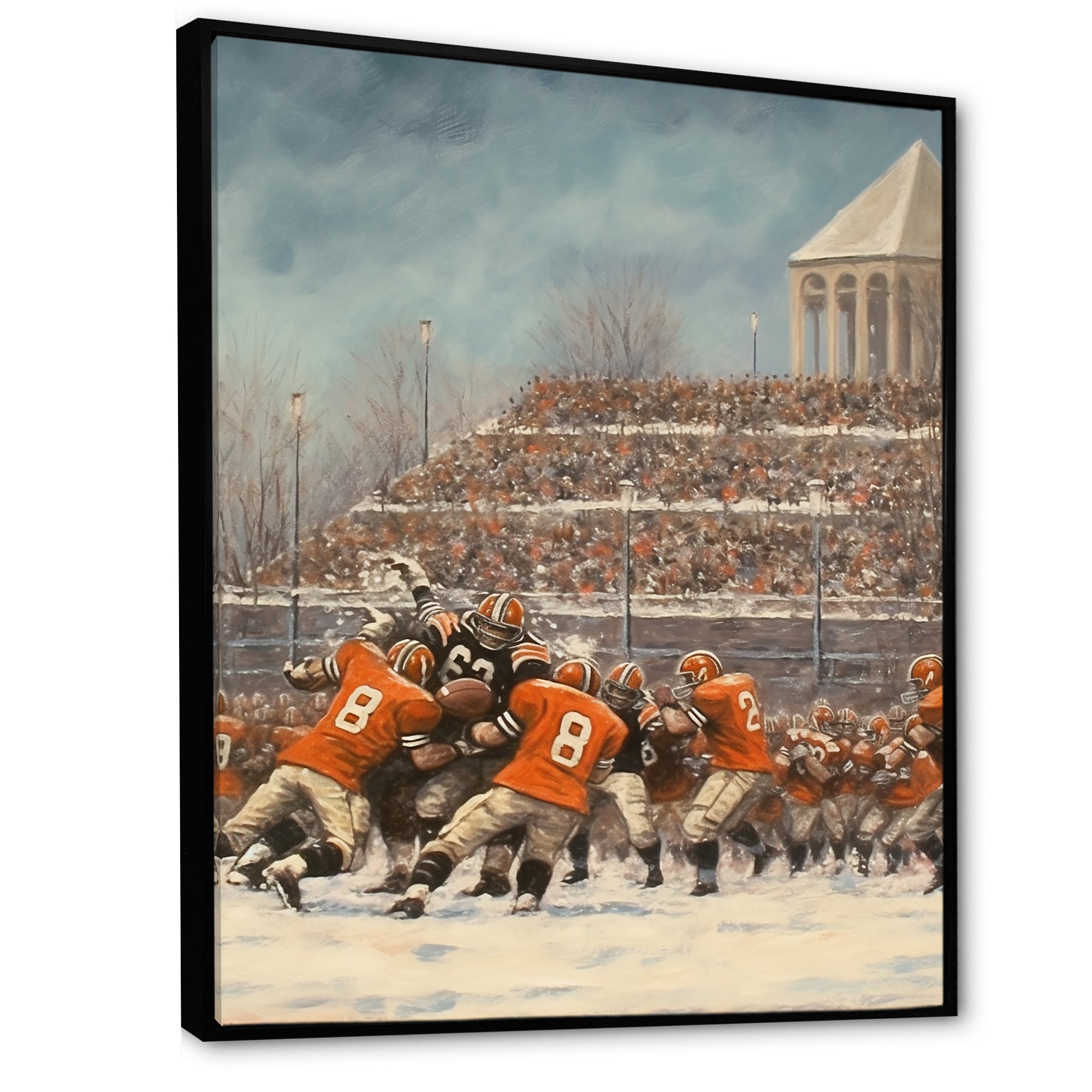 Orange 1970S Football Clash I - Football Canvas Wall Art